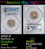 PCGS 1919-d Buffalo Nickel 5c ms64 PCGS