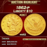 1862-p Gold Liberty Eagle $10 ms62 SEGS