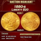 1880-s Gold Liberty Double Eagle $20 ms64+ SEGS