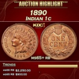 1890 Indian Cent 1c ms65+ rb SEGS
