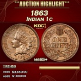 1863 Indian Cent 1c ms65+ SEGS