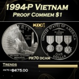 1994-P Vietnam Proof Modern Commem Dollar $1 pr70 dcam SEGS