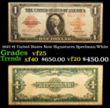 1923 $1 United States Note Grades vf+ Signatures Speelman/White