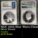 NGC NGC 2016 Star Wars Classic R2-D2 1oz Silver $2 Australlian Tuvalu Proof pr70 dcam NGC