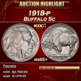 1918-p Buffalo Nickel 5c ms65+ SEGS