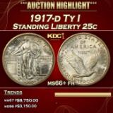 1917-d Ty I Standing Liberty Quarter 25c ms66+ fh SEGS