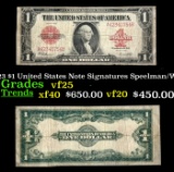1923 $1 United States Note Grades vf+ Signatures Speelman/White