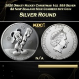 2020 Disney Mickey Christmas 1oz .999 Silver $2 New Zealand Niue Commerative Coin Grades Ungraded