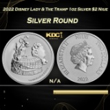 2022 Disney Lady & The Tramp 1oz Silver $2 Niue Grades Ungraded