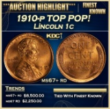 1910-p Lincoln Cent TOP POP! 1c ms67+ rd SEGS