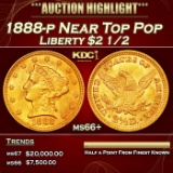 1888-p Gold Liberty Quarter Eagle Near Top Pop $2 1/2 ms66+ SEGS