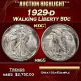 1929-d Walking Liberty Half Dollar 50c ms65 SEGS