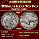1938-d/s Buffalo Nickel Near Top Pop 5c ms68 SEGS