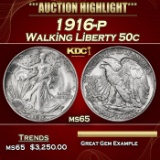 1916-p Walking Liberty Half Dollar 50c ms65 SEGS