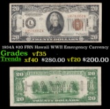 1934A $20 FRN Hawaii WWII Emergency Currency Grades vf++