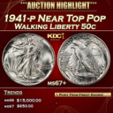 1941-p Walking Liberty Half Dollar Near Top Pop 50c ms67+ SEGS