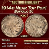 1914-d Buffalo Nickel Near Top Pop! 5c ms66+ SEGS