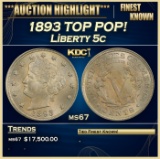 1893 Liberty Nickel TOP POP! 5c ms67 SEGS