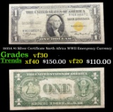 1935A $1 Silver Certificate North Africa WWII Emergency Currency Grades vf++