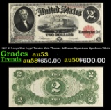 1917 $2 Large Size Legal Tender Note Thomas Jefferson Grades Select AU Signatures Speelman/White