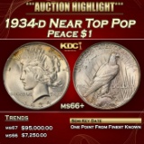 1934-d Peace Dollar Near Top Pop $1 ms66+ SEGS
