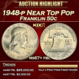 1948-p Franklin Half Dollar Near Top Pop 50c ms67+ fbl SEGS