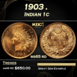 1903 Indian Cent . 1c Grades ms65 rd