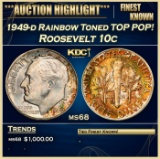 1949-d Roosevelt Dime Rainbow Toned TOP POP! 10c ms68 SEGS