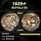 1929-p Buffalo Nickel 5c Grades ms65+