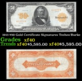 1913 $50 Gold Certificate Grades xf Signatures Teehee/Burke