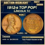 1912-s Lincoln Cent TOP POP! 1c ms66+ rb SEGS