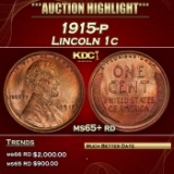 1915-p Lincoln Cent 1c ms65+ rd SEGS