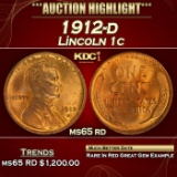 1912-d Lincoln Cent 1c ms65 rd SEGS