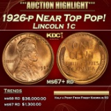 1926-p Lincoln Cent Near Top Pop! 1c ms67+ rd SEGS