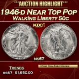 1946-d Walking Liberty Half Dollar Near Top Pop 50c ms67 SEGS