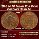 1818 Coronet Head Large Cent N-10 Near Top Pop! 1c ms65+ rb SEGS