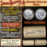 YC- 20 Peace Dollars $1 SEARS Roll Circ 1925/1926 Ends