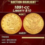 1891-cc Gold Liberty Eagle $10 Grades ms63+