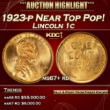 1923-p Lincoln Cent Near Top Pop! 1c ms67+ rd SEGS