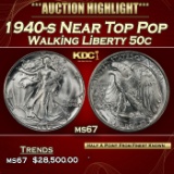 1940-s Walking Liberty Half Dollar Near Top Pop 50c ms67 SEGS