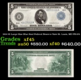 1914 $5 Large Size Blue Seal Federal Reserve Note St. Louis, MO Grades xf+ FR-874
