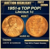 1951-s Lincoln Cent TOP POP! 1c ms68 rd SEGS