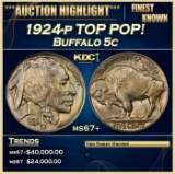 1924-p Buffalo Nickel TOP POP! 5c ms67+ SEGS