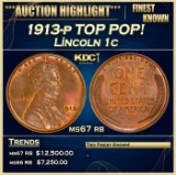 1913-p Lincoln Cent TOP POP! 1c ms67 rb SEGS