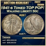 1941-s Walking Liberty Half Dollar Toned TOP POP! 50c ms67+ SEGS