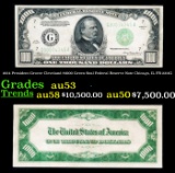 1934 $1000 Green Seal Federal Reserve Note President Grover Cleveland Chicago, IL Grades Select AU F