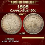 1808 Capped Bust Half Dollar 50c au58 USCG