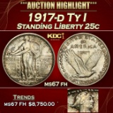 1917-d Ty I Standing Liberty Quarter 25c ms67 fh SEGS