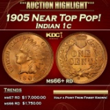 1905 Indian Cent Near Top Pop! 1c ms66+ rd SEGS