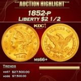 1852-p Gold Liberty Quarter Eagle $2 1/2 ms66+ SEGS